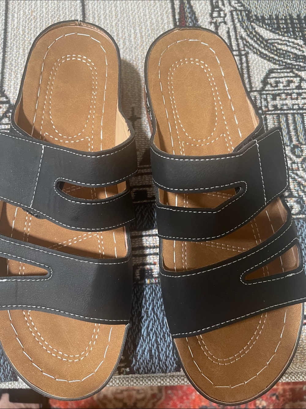 Black Leather Slide Sandals - Comfortable Everyday Slip-Ons